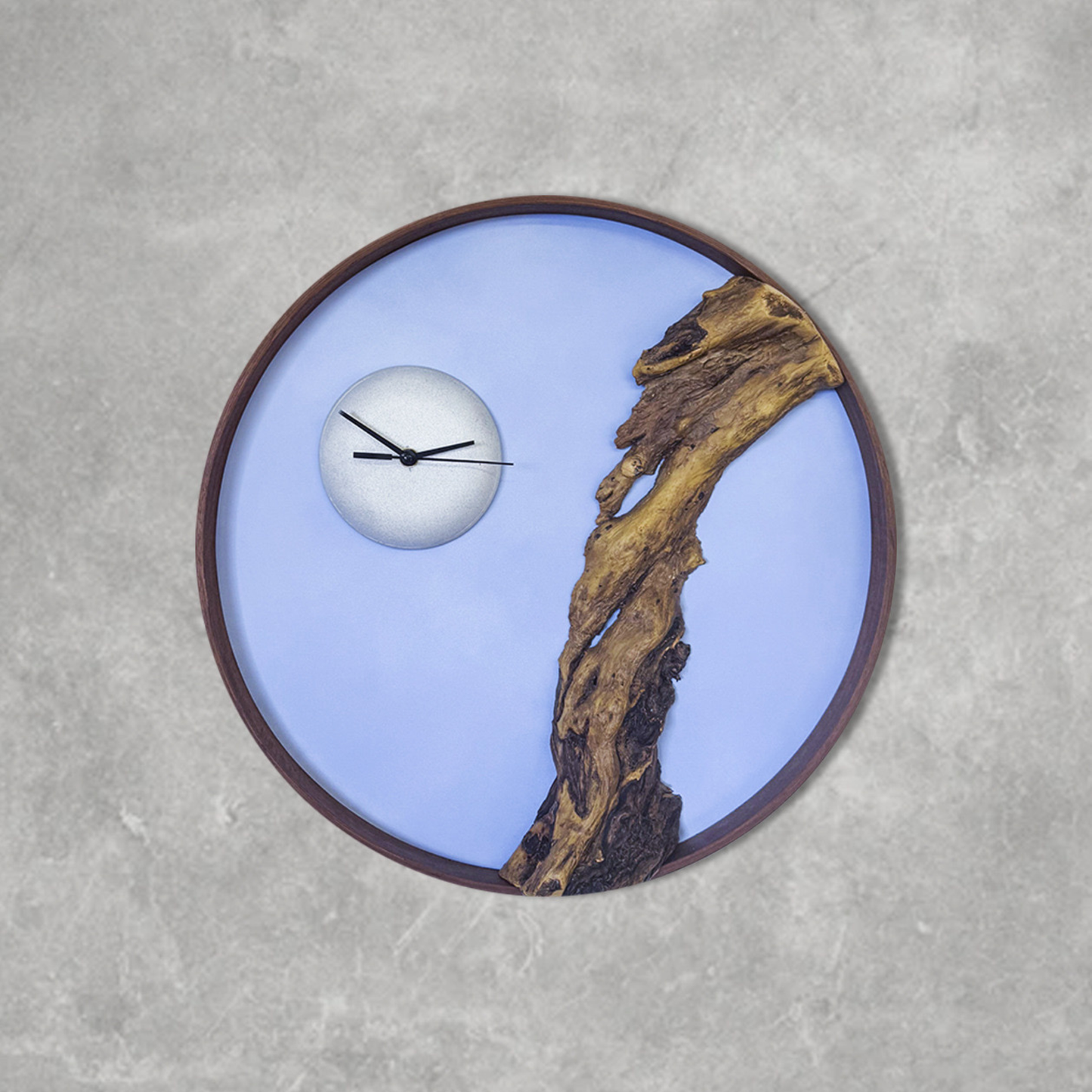 Luna – Orologio da Parete Artigianale in Legno di Melograno e Mogano | Design Naturale e Contemporaneo
