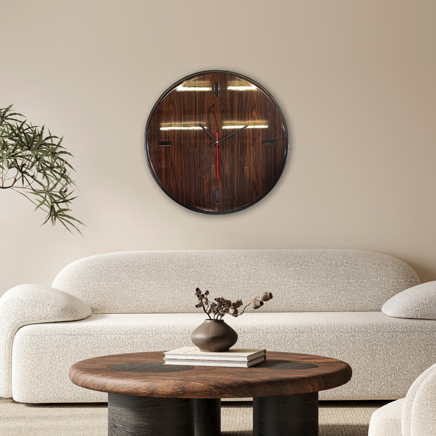Specchio – Orologio da Parete Artigianale in Pannello Lucido Vintage e Quercia Antica | Design Elegante e Contemporaneo