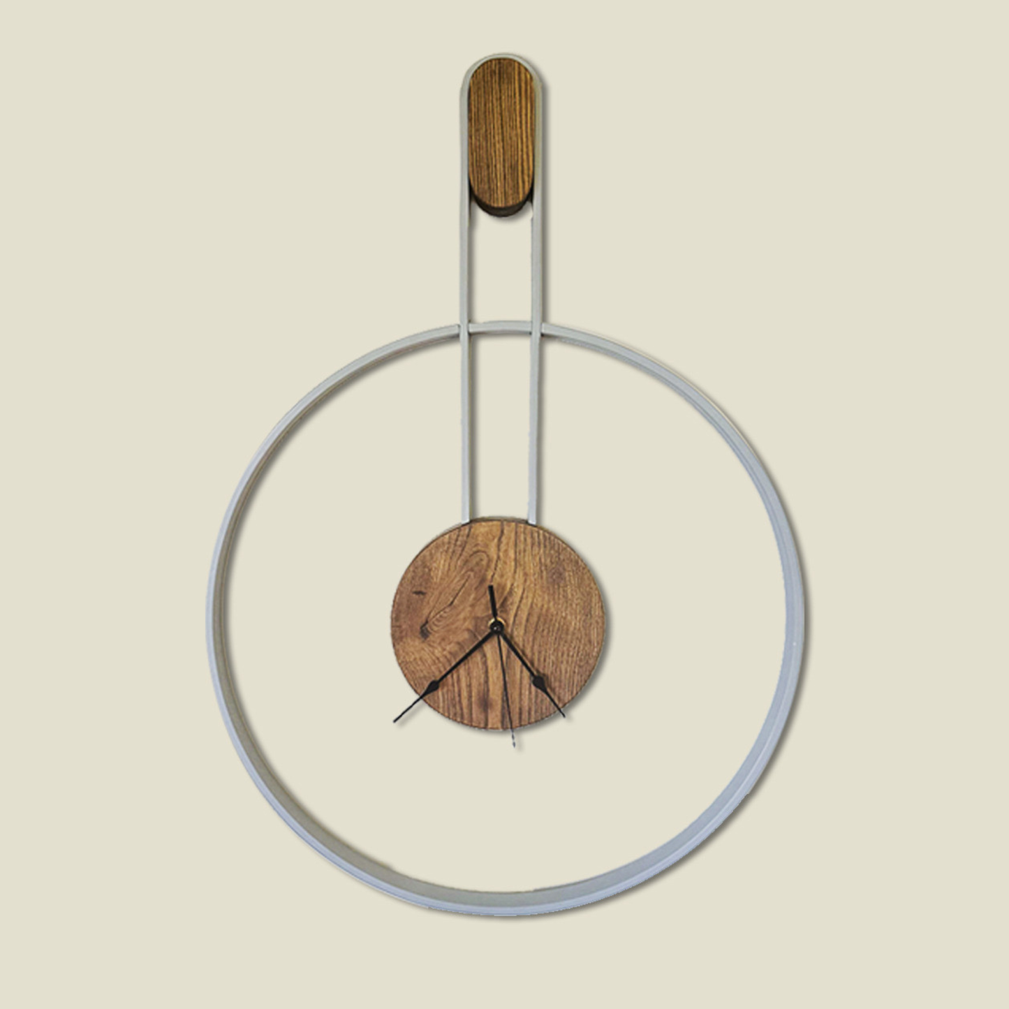 Arco – Orologio da Parete Artigianale in Legno di Castagno e Struttura Laccata Grigia | Design Moderno e Minimalista